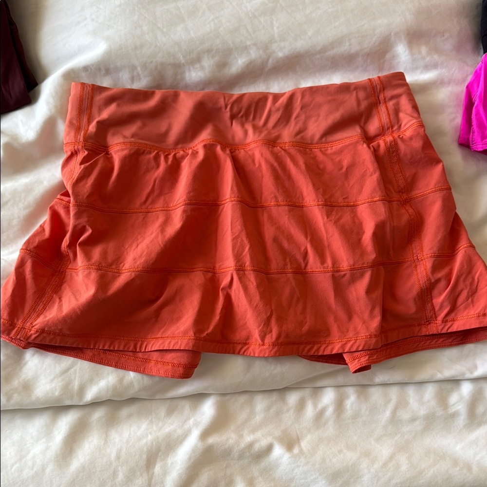 lululemon orange tennis skirt